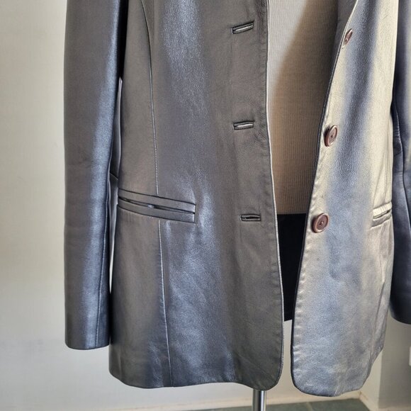 BUY AS IS: Willi Smith Silver Faux Leather Jacket/Blazer (Size: M) - Picture 10 of 16